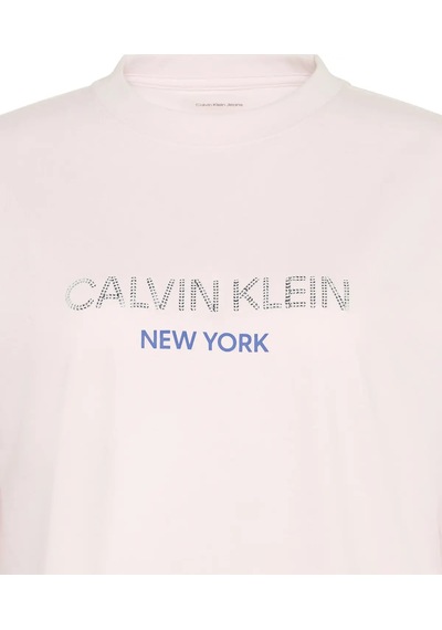 Calvin Klein Ss Relaxed Sequın Logo Tee Kadın Pembe T-shirt