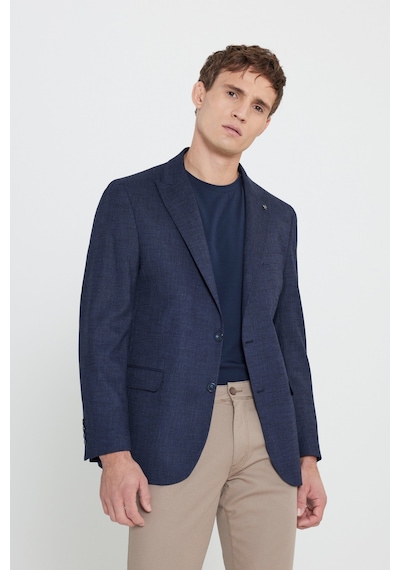 AC&Co / Altınyıldız Classics Erkek Lacı Regular Fit Rahat Kesim Kırlangıç Yaka Armürlü Kapak Cepli Ceket Lacı