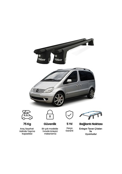 Trio-ı Mercedes-benz Vaneo 2002-2005 Uyumlu Siyah Kilitli Ara Atkı 135cm Port Bagaj Tavan Barı