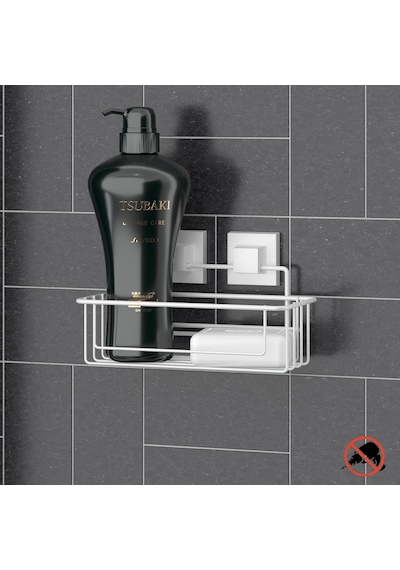Teknotel Easyfıx Yapışkanlı Tek Katlı Banyo Rafı Beyaz Ef254 Beyaz