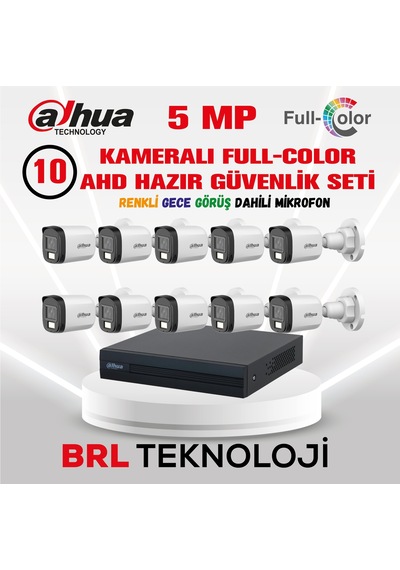 Dahua 5 Mp 10 Kameralı Sesli 30 Metre Renkli Gece Görüşlü Full Hd Kamera Seti