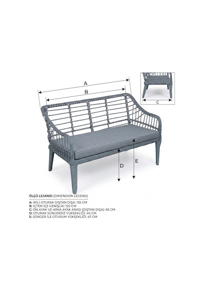 Kaş 2+1+1+sehpa Bahçe Balkon Mobilyası,gri Rattan/gri Kumaş Gri Kaş 2+1+1+sehpa Bahçe Balkon Mobilyası,gri Rattan/gri Kumaş Gri