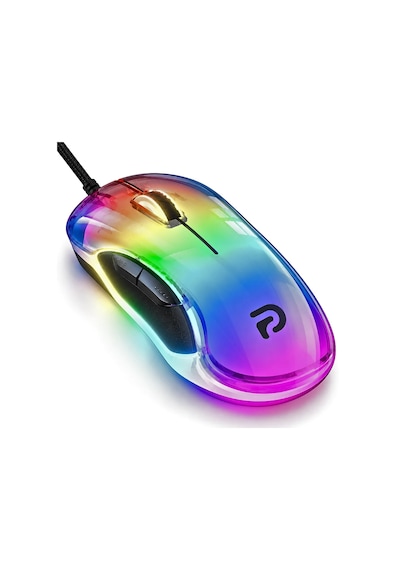 Trio G702 7200 Dpı Şeffaf Rgb 7 Tuşlu Kablolu Gaming Oyuncu Mouse 160 Cm Örgü Kablo -