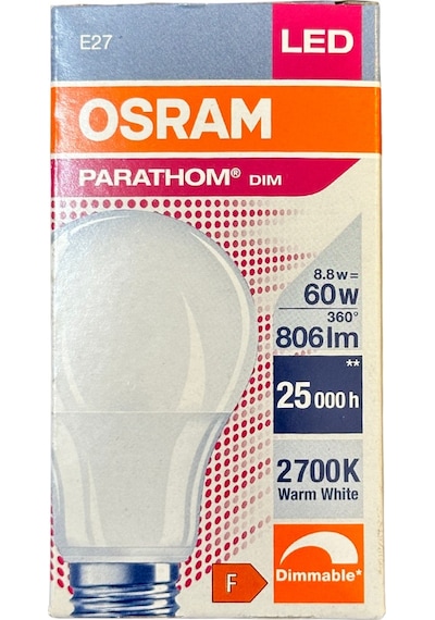 Osram Parathom 8.8w 60w 2700k Sarı Işık E27 Duylu Dim Edilebilir Led Ampul 2 Adet