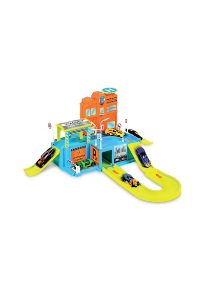 Junior Wheels Şehir Otoparkı 2 Katlı Oyuncak Araba Otopark Seti 1 Araç Ve 6 Trafik Levhası Hediyeli Çok Renkli