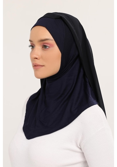 Altobeh Hazır Lüks Pratik Hijablı Şifon Şal Lacivert