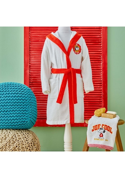 Peanuts By Karaca Home Snoopy Joe Nakışlı 6-8 Yaş Çocuk Bornoz Kırmızı