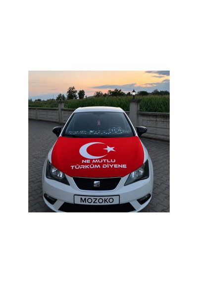 Ne Mutlu Türküm Diyene Yazılı Lastikli Türk Bayrağı Kaput Örtüsü 150x120 Cm Diğer