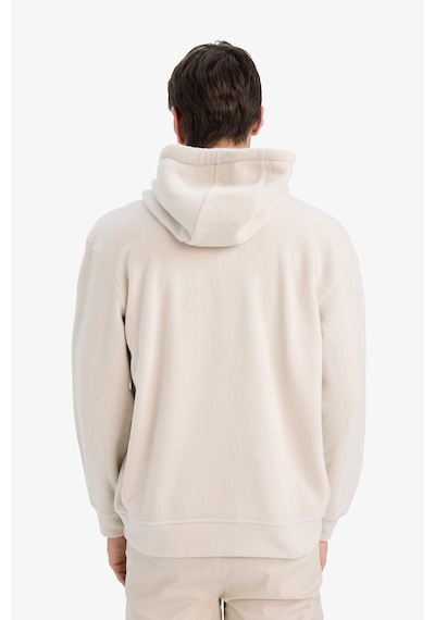 Defacto Boxy Fıt Kapüşonlu Fermuarlı Polar Sweatshirt F0074AX25AU Bej