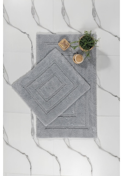 Elart Solid Banyo Halısı Paspas Takımı Pamuklu 2 Adet 60x100 Cm İndigo İndigo