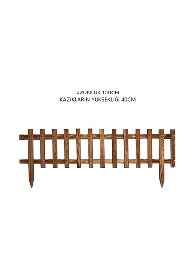 Ahşap Bahçe Saksılık Bahçe Çiti Kazıklı- 5 Adet Kahverengi Kahverengi