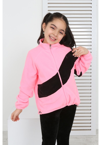Toontoy Kız Çocuk Dik Yaka Fermuarlı Renk Bloklu Reglan Kol Polar Hırka - Beli Ayarlanabilir Lastikli Pembe Toontoy Kız Çocuk Dik Yaka Fermuarlı Renk Bloklu Reglan Kol Polar Hırka - Beli Ayarlanabilir Lastikli Pembe