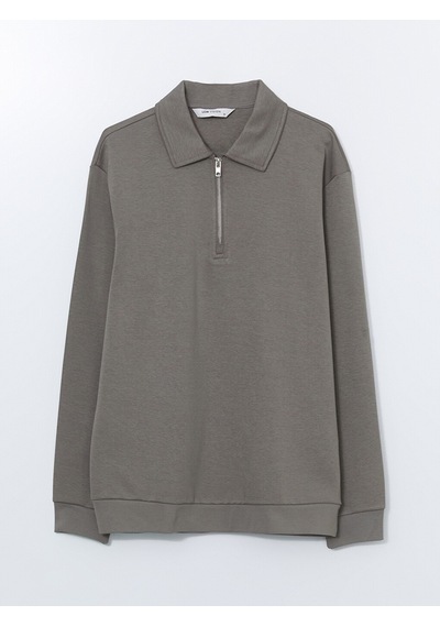 Lcw Vision Yeşil Polo Yaka Uzun Kollu Erkek Sweatshirt