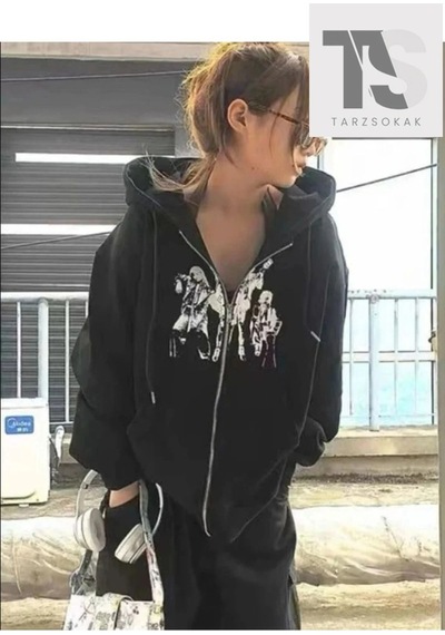 Startmore Adrift Punk Tasarım Sweatshirt Fermuarlı Hırka Siyah