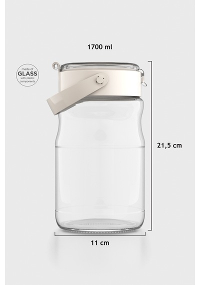 Renga Mono 1700 Ml Bej Kapaklı Cam Kavanoz 131072 Bej