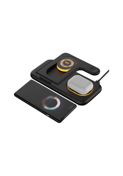 Buff Bl40 5in1 Telefon Watch Kulaklık Tutucu Kablosuz Led Işıklı Hızlı Şarj Standı Çok Renkli