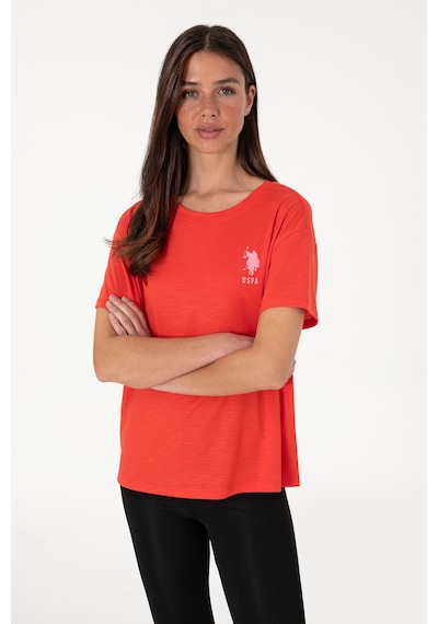 U.S. Polo Assn. Kadın Kırmızı Bisiklet Yaka Tişört 50300703-VR213