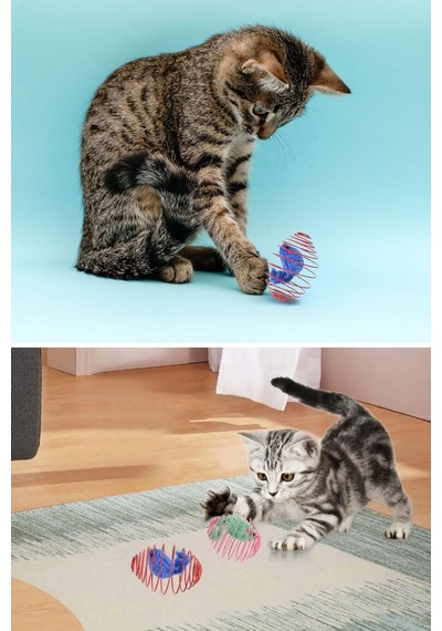 Ankaverse Sıçrayan Fareli Spiral Kedi Oyun Topu