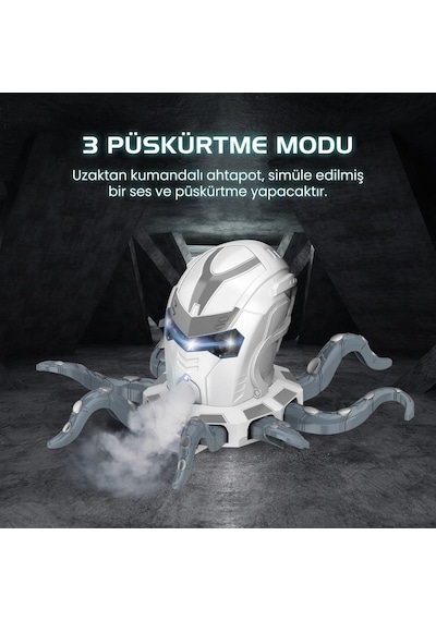 Uzaktan Kumandalı 8 Fonksiyonlu 2.4ghz Şarjlı Işıklı Sesli Duman Atan Oyuncak Robot Ahtapot