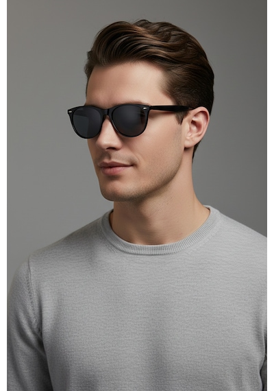 Daniel Klein Dk3272-1 Siyah Yuvarlak Oval Polarize Camlı Unisex Güneş Gözlüğü Siyah