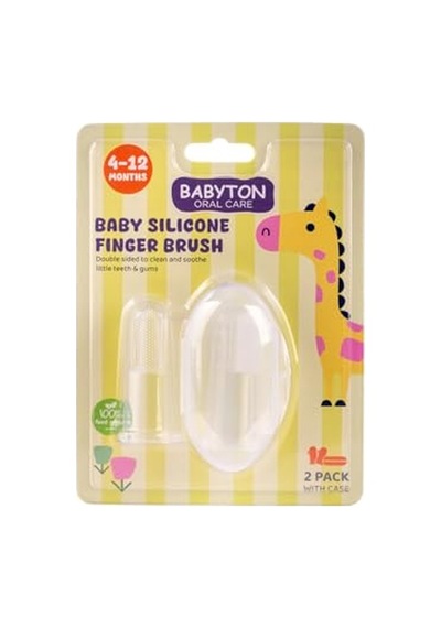 Babyton İkili Silikon Parmak Fırça - Doğal Diş Jeli