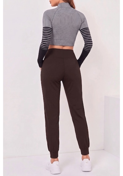 Genius Store Kadın Jogger Eşofman Esnek Yüksek Bel Jogger Eşofman Altı Kadın-jgrtyt Kahverengi