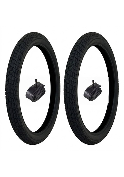 20 Jant Bisiklet Lastik Seti - 2 Dış + 2 İç Lastik - 20 X 2.125 - Dişsiz Asfalt Yol Tipi