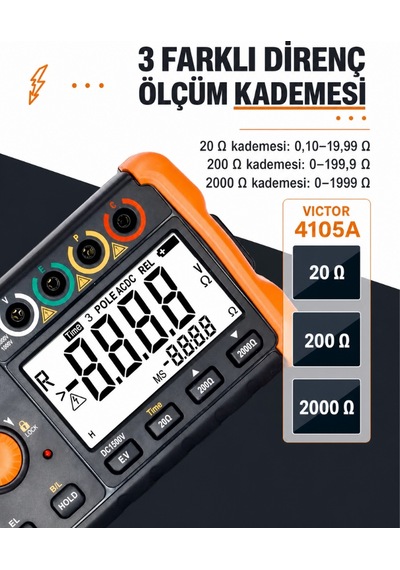 Victor 4105a Dijital Topraklama Direnci Ölçer Toprak Megeri