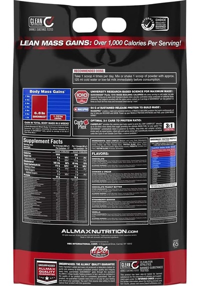 Allmax Quıckmass Rapid Lean Mass Gainer 4,54 Kg 70 Servings çikolata
