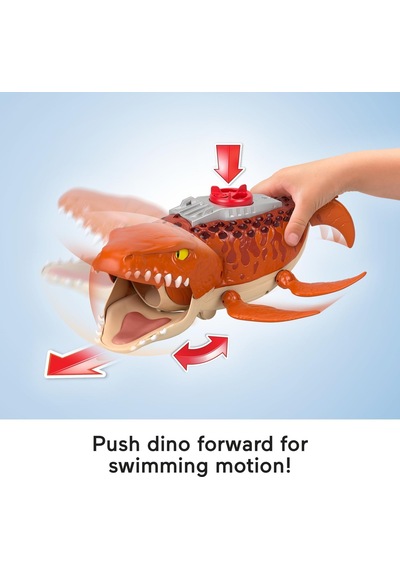 Fisher-price Imaginext Jurassic World Rebirth Dev Ağızlı Mosasaurus, 45,5 Cm'lik Dinozor Oyuncağı, 7,5 Cm'lik Aksiyon Figürü, Fırlatıcılı Tekne Ve 2 Cephane, Jfr23