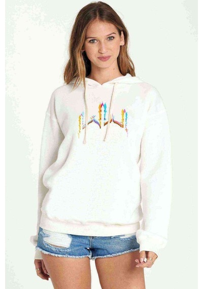Silhouette Mosque Baskılı Beyaz Kadın Kapşonlu Sweatshirt (534769655)