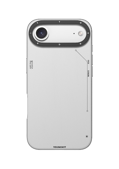 Apple Uyumlu iPhone 17 Air Kılıf M-safeli Basit Mat Deri Desenli Youngkit Tech Fashion Serisi Kapak Gri Gri