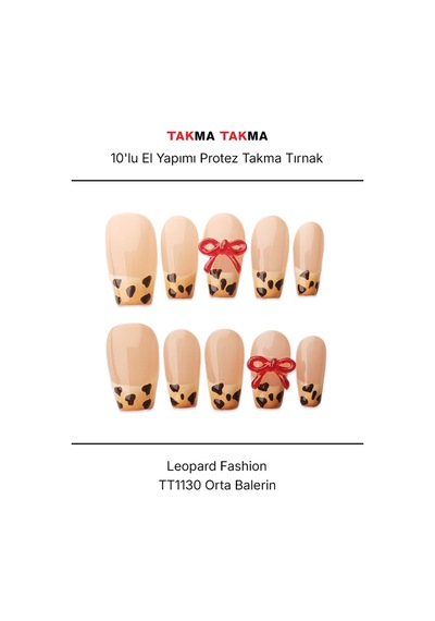 10'lu Ten Orta Balerin Tt1130 Tekrar Kullanılabilir El Yapımı Protez Takma Tırnak Xs