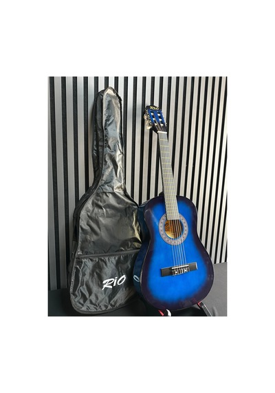 3/4 7-14 Yaş Mavi Klasik Gitar Askı Kapo Gitar Kılıf Pena Penalık Sticker