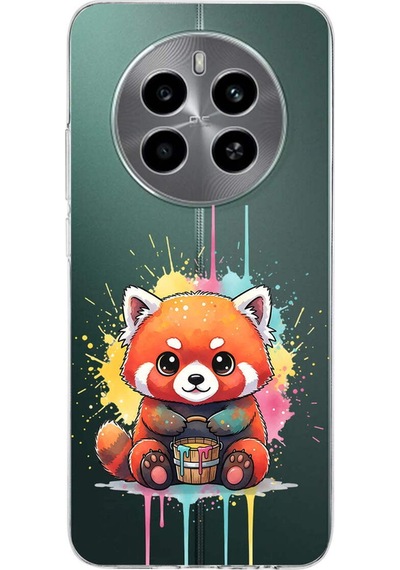 Realme 12 İle Uyumlu Splash Tilki Tasarımlı Şeffaf Silikon Kılıf Şeffaf