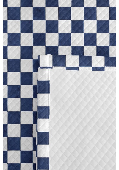 Mavi Damalı Genç Odası Tek Kişilik Pike Takımı-kareli Modern Ekose 160x220 Cm Kapitone Yatak Örtüsü Nazlı Kül Kabuğu