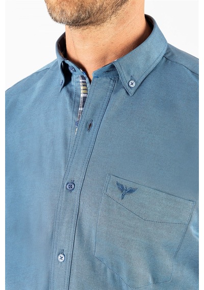 Tudors Klasik Fit Rahat Kesim Poplin Oxford Erkek Gömlek-23438 Petrol