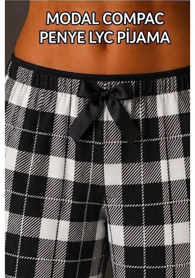 Made By Me Pamuklu Modal Compact Premium Pijama Altı Siyah - Beyaz