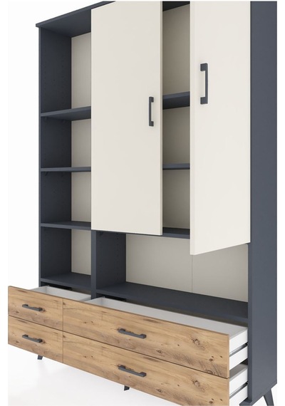 Arges Dolap 8 Raflı 4 Çekmeceli 2 Kapaklı 132x30x195 Antrasit-aytaşı/çam Aytası/atlas Çam Arges Dolap 8 Raflı 4 Çekmeceli 2 Kapaklı 132x30x195 Antrasit-aytaşı/çam Aytası/atlas Çam