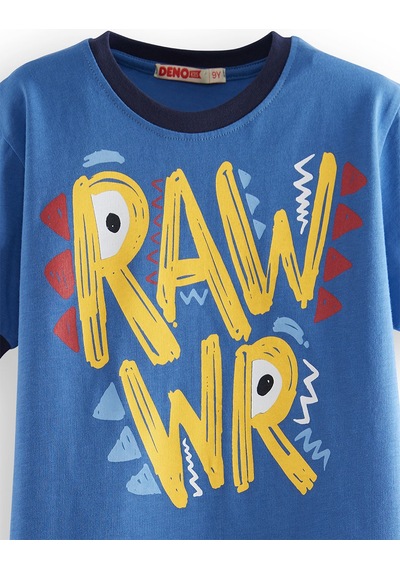 Denokids Rawr Erkek Çocuk 2'li T-shirt Takım Renkli Çok Renkli
