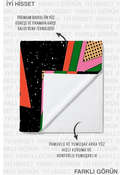 Geometrik Modern Etnik Plaj Havlusu - Renkli Pop Art Zigzag Hızlı Kuruyan Mikrofiber Havlu Sedef Tınısı