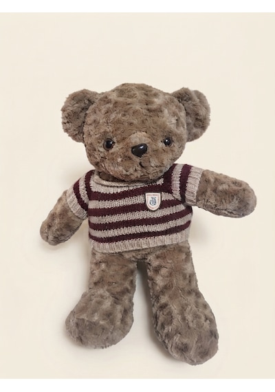 Peluş Tedi Bordo Çizgili Kazaklı Ayıcık 50 Cm Kahverengi-bordo