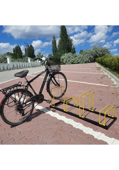 Bisiklet Park Demiri Metal Bisiklet Park Standı 4'Lü Sarı - Siyah