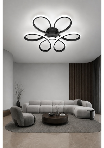 Niva Led Plafonyer Avize Beyaz Işık Siyah