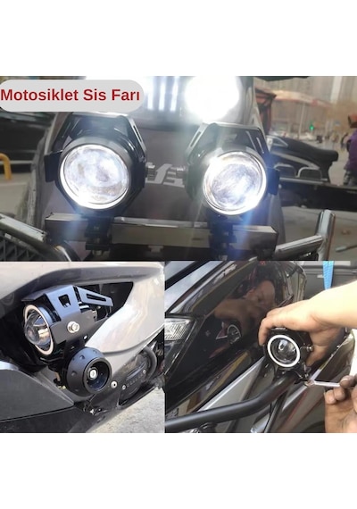 Motosiklet Sis Farı Cree U5 Led Mercekli Su Geçirmez 3 Mod Aydınlatma