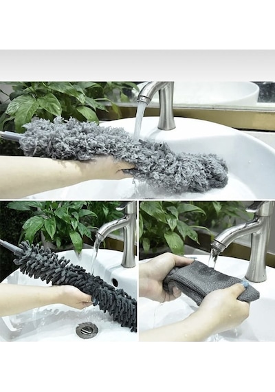 Mikrofiber Manyetik Anti-statik Bükülebilen Toz Alma 3 Lü Full Set Uzayabilen Saplı Mop