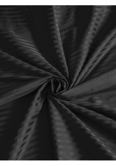 Çarşaf Stripe Saten Düz Lastikli Geniş Ölçü Siyah