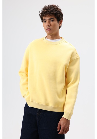 Vamos Basic Oversize Yıkamalı Sweatshirt Sarı