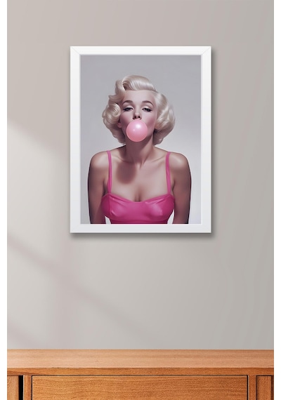 Sakız Çiğneyen Marilyn Monroe Modern Portre Çerçeveli Tablo - Pop Art Poster Tablo