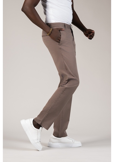 Akçaylar Regular Fit Pamuklu Arka Beli Lastikli Yazlık Chino Pantolon Kahverengi
